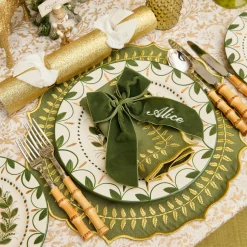 Gold Glitter Crackers with White Velvet Bows (Set of 6)
