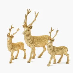 Gold Glitter Reindeer Family
