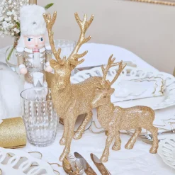 Gold Glitter Reindeer (Pair)