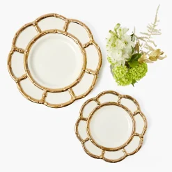 Gold Petal Bamboo Ceramic Starter Plate