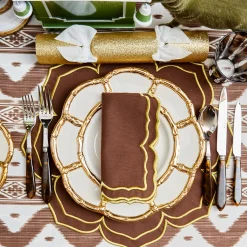Gold Petal Bamboo Ceramic Dinner Plate
