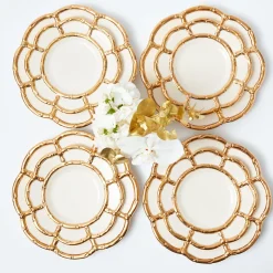 Gold Petal Bamboo Dinner & Starter Plates (Set of 8)