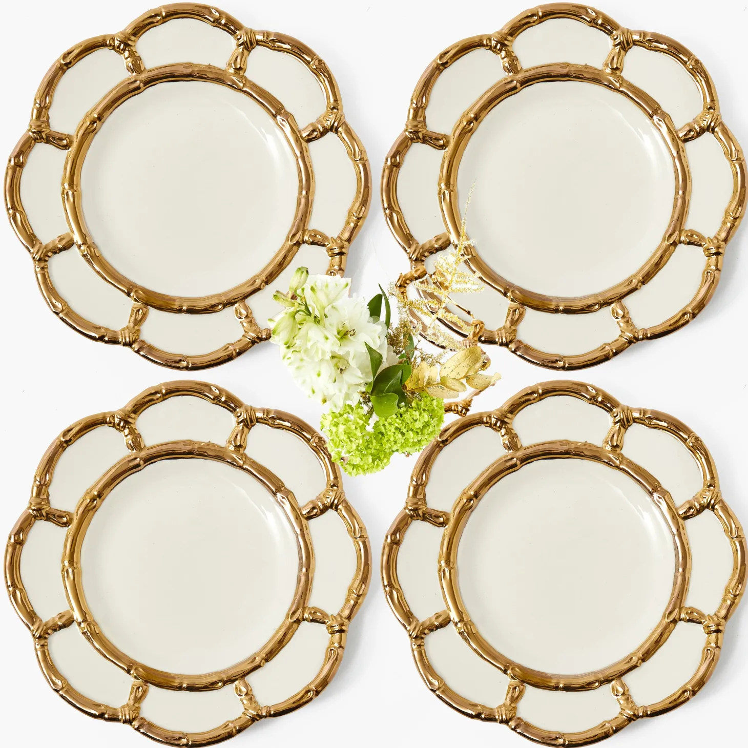 Gold Petal Bamboo Starter Plates (Set of 4)