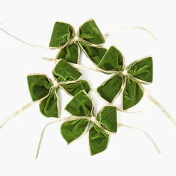 Gold Trimmed Green Velvet Bows (Set of 4)