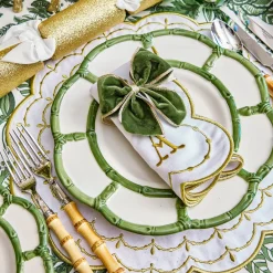 Gold Trimmed Green Velvet Bows (Set of 4)