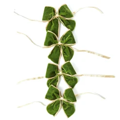 Gold Trimmed Green Velvet Bows (Set of 4)