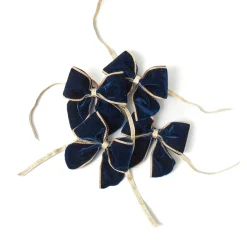 Gold Trimmed Navy Velvet Bows (Set of 4)