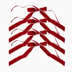 Gold Trimmed Red Velvet Bows (Set of 4) - 20cm