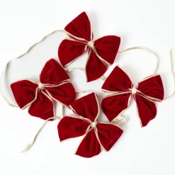 Gold Trimmed Red Velvet Bows (Set of 4)