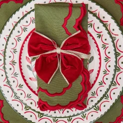 Gold Trimmed Red Velvet Bows (Set of 4)