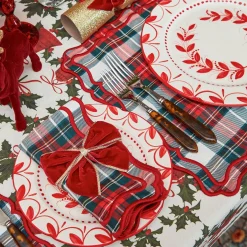 Gold Trimmed Red Velvet Bows (Set of 4)