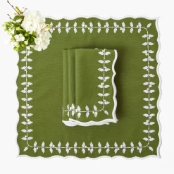 Green Bow Laurel Napkins (Set of 4)