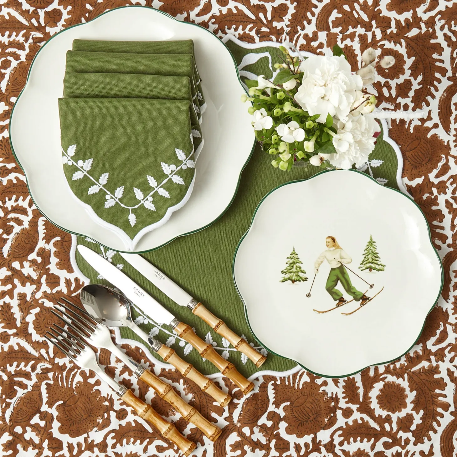 Green Bow Laurel Napkins (Set of 4)