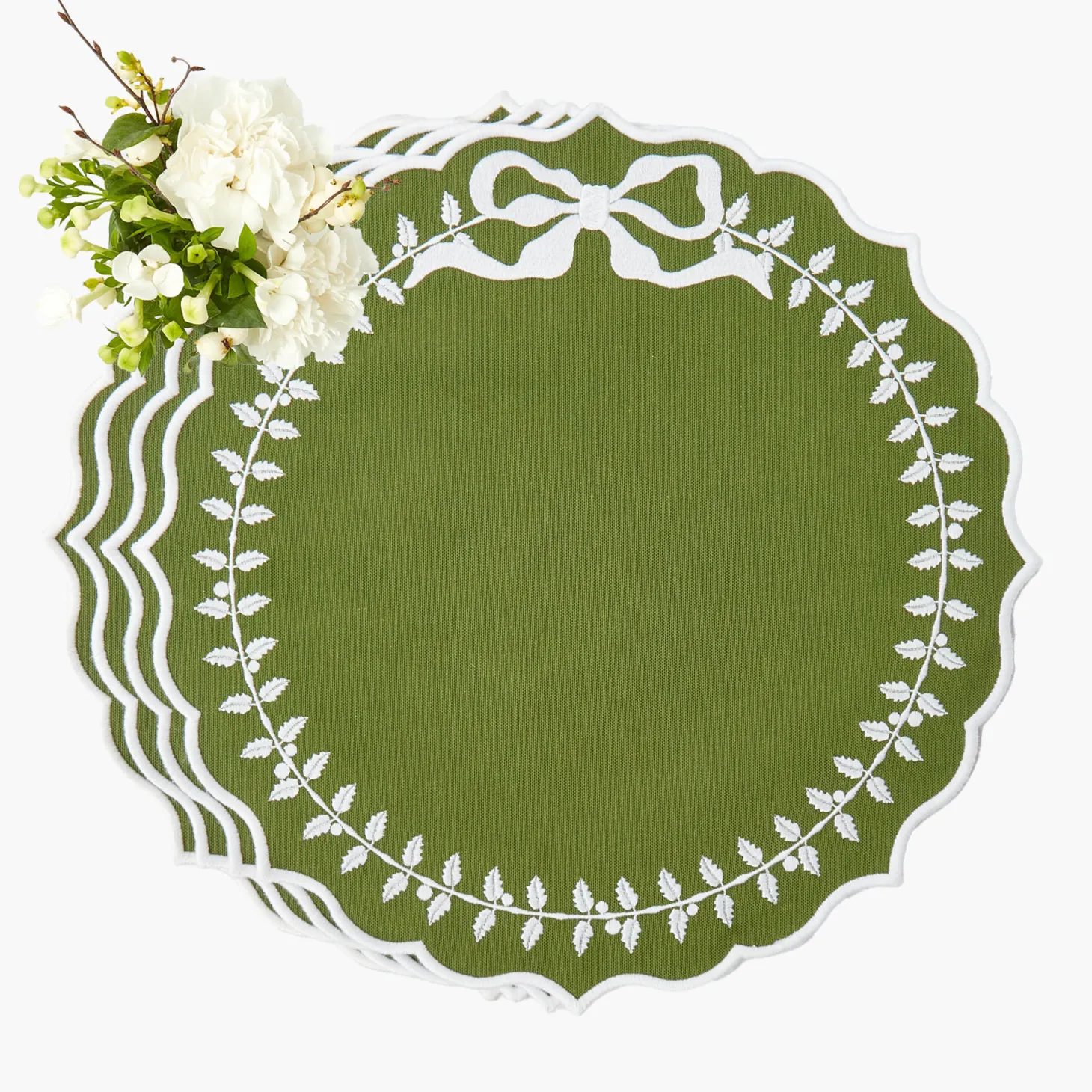 Green Bow Laurel Placemats (Set of 4)