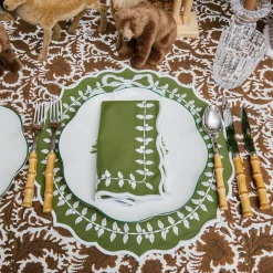 Green Bow Laurel Placemats & Napkins (Set of 4)