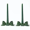 Green Ceramic Bow Candleholder (Pair)