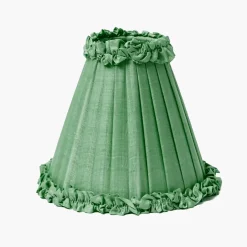 Green Frilled Silk Lampshade (18cm)