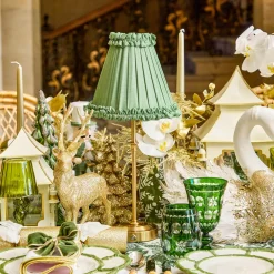 Green Frilled Silk Lampshade (18cm)