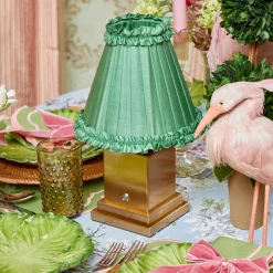 Green Frilled Silk Lampshade (18cm)