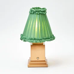 Green Frilled Silk Lampshade (18cm)