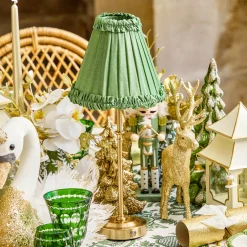 Green Frilled Silk Lampshade (18cm)