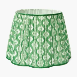 Green Ikat Scalloped Lampshade (40cm)