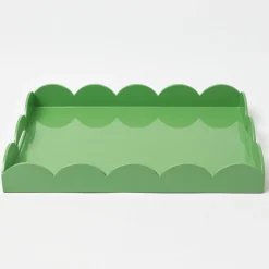 Green Lacquer Scalloped Tray