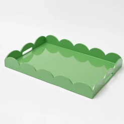 Green Lacquer Scalloped Tray