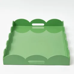 Green Lacquer Scalloped Tray
