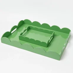 Green Lacquer Scalloped Tray