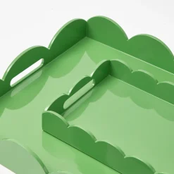 Green Lacquer Scalloped Tray