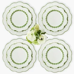 Green Laurel Dinner & Starter Plates (Set of 8)