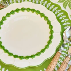 Green Laurel Dinner & Starter Plates (Set of 8)