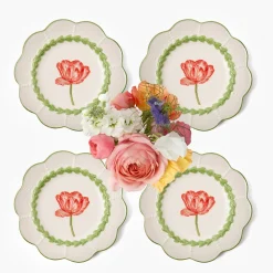 Green Laurel Tulip Starter Plates (Set of 4)