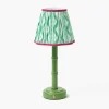 Green Leonora Lacquer Rechargeable Lamp with Green & Raspberry Ikat Shade (18cm)