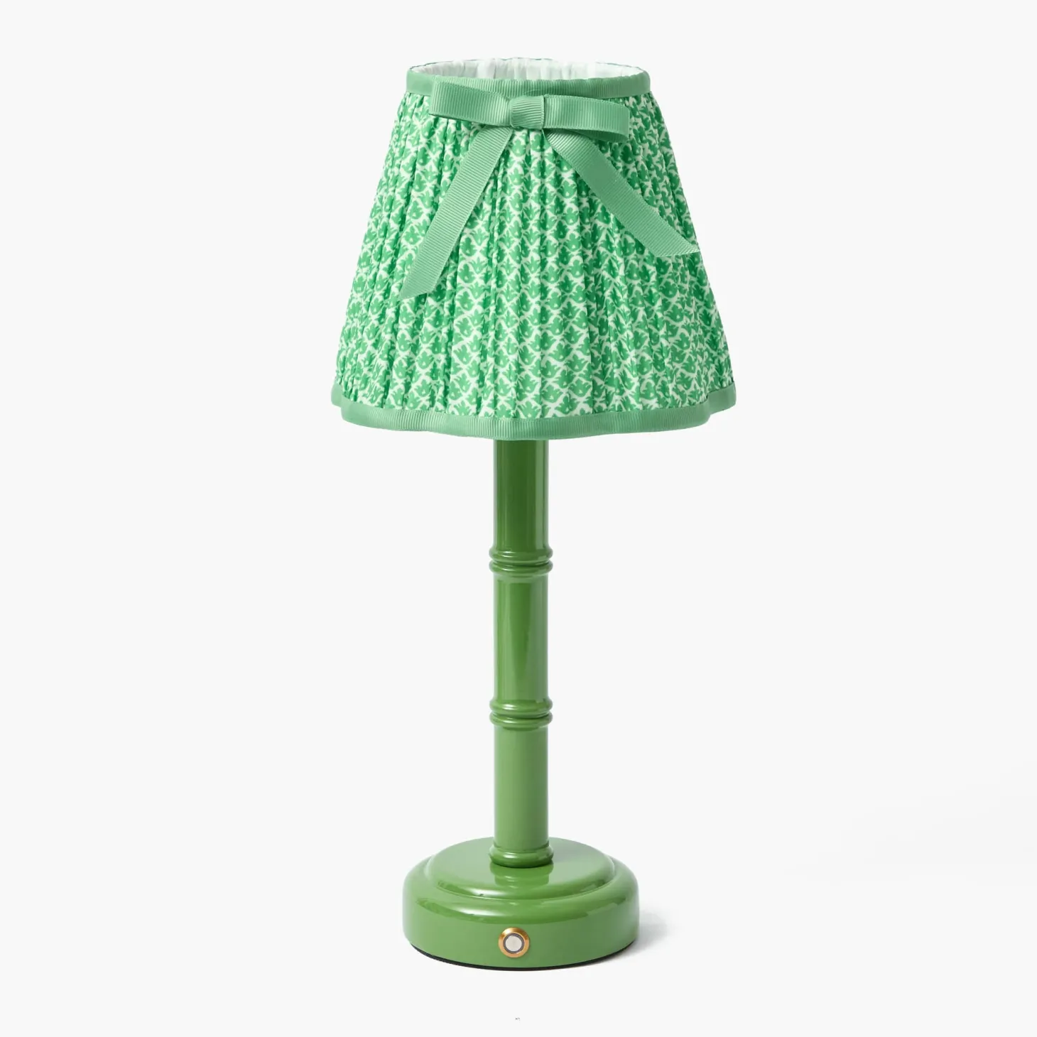 Green Leonora Lacquer Rechargeable Lamp with Green Lotus Bow Shade (18cm)