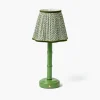 Green Leonora Lacquer Rechargeable Lamp with Olive Lotus Shade (18cm)