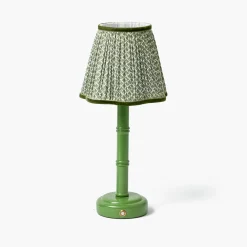Green Leonora Lacquer Rechargeable Lamp with Olive Lotus Shade (18cm)