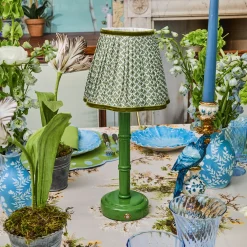 Green Leonora Lacquer Rechargeable Lamp with Olive Lotus Shade (18cm)