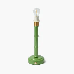 Green Leonora Lacquer Rechargeable Lamp with Green Frilled Silk Shade (18cm)