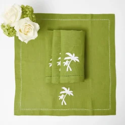 Green Linen Palm Tree Napkins (Set of 4)