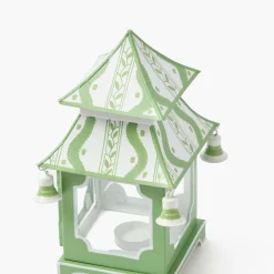 Green Mini Ikat Pagoda Lanterns (Pair)