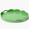 Green Scalloped Lacquer Round Tray