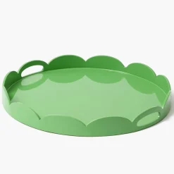 Green Scalloped Lacquer Round Tray