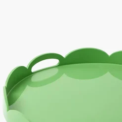 Green Scalloped Lacquer Round Tray