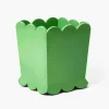 Green Scalloped Lacquer Waste Paper Bin