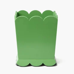 Green Scalloped Lacquer Waste Paper Bin