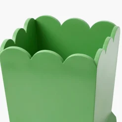 Green Scalloped Lacquer Waste Paper Bin