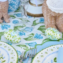 Hand Painted Green & Blue Pastel Eggs (Set of 4)
