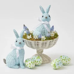 Hand Painted Green & Blue Pastel Eggs (Set of 4)